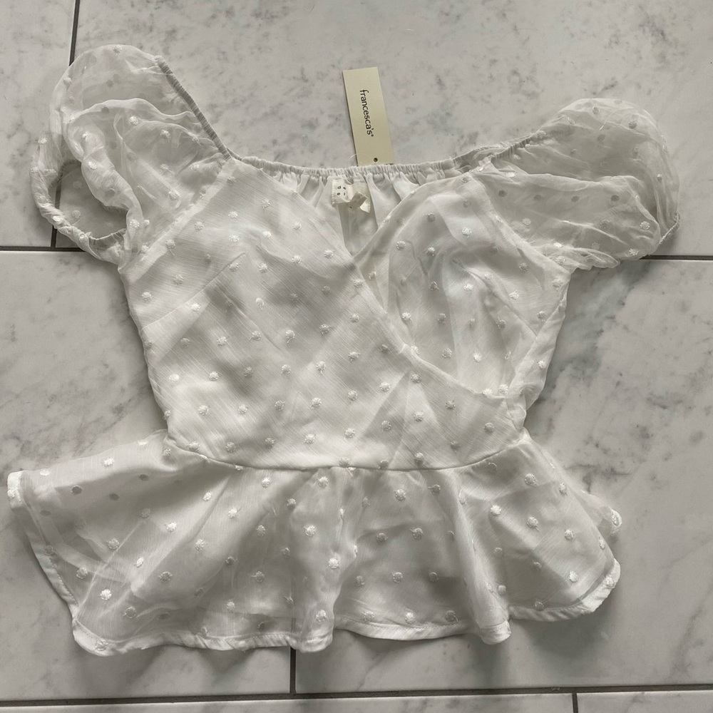 Francesca’s puff sleeve white top XXS